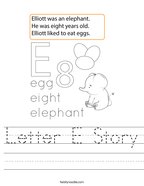 Letter E Story Handwriting Sheet
