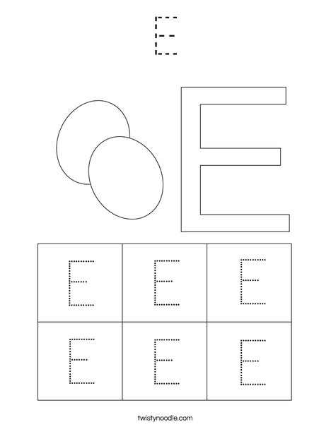 Uppercase Letter E Coloring Page