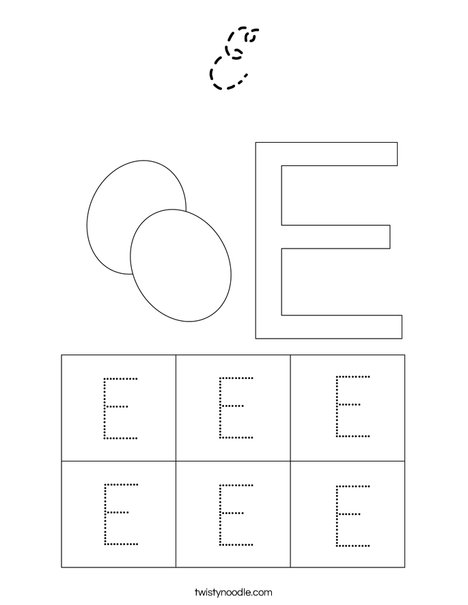 Uppercase Letter E Coloring Page