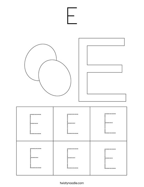 Uppercase Letter E Coloring Page