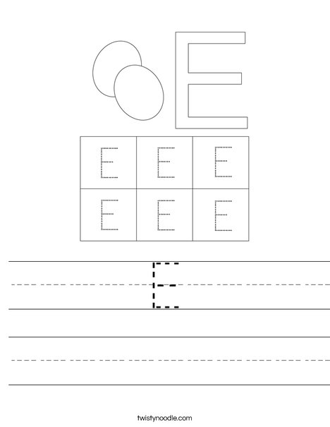 Uppercase Letter E Worksheet