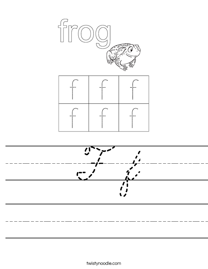 F f Worksheet - Cursive - Twisty Noodle