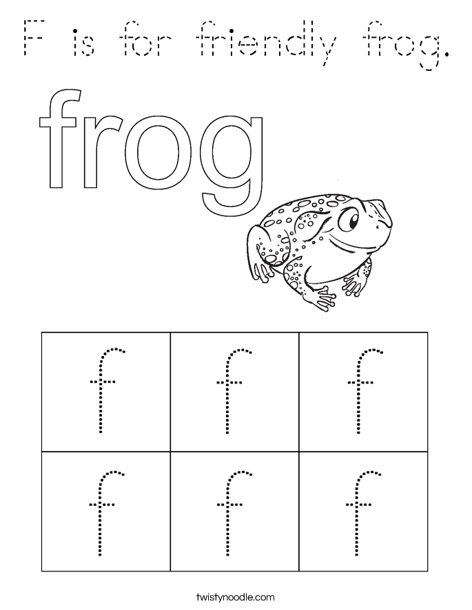 F is for friendly frog. Coloring Page
