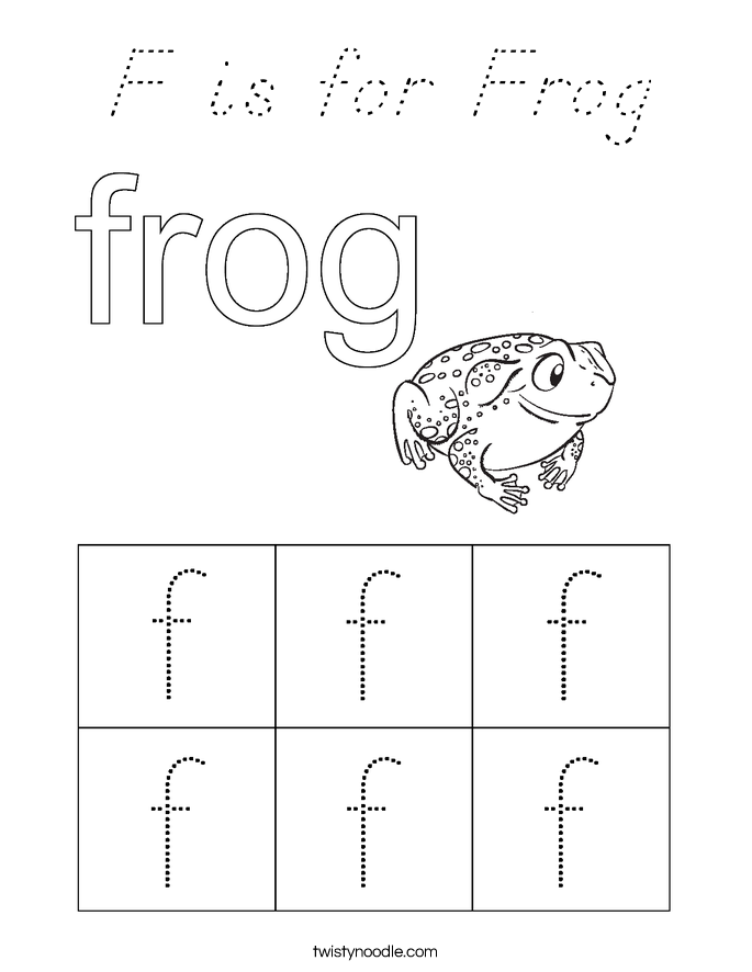 F is for Frog Coloring Page