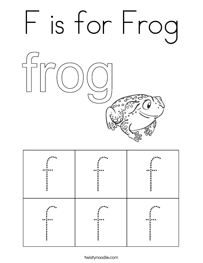 F is for Frog Coloring Page
