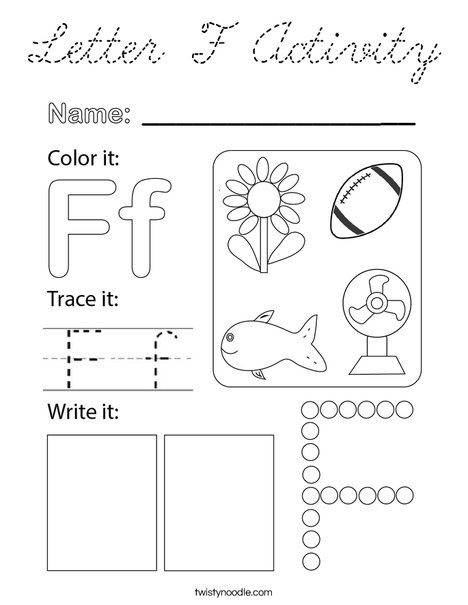 Letter F Activity Coloring Page