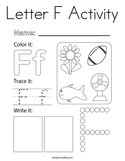 Letter F Activity Coloring Page