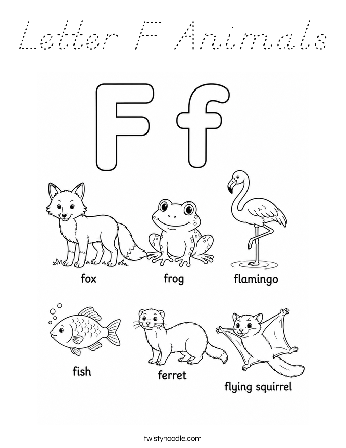 Letter F Animals Coloring Page