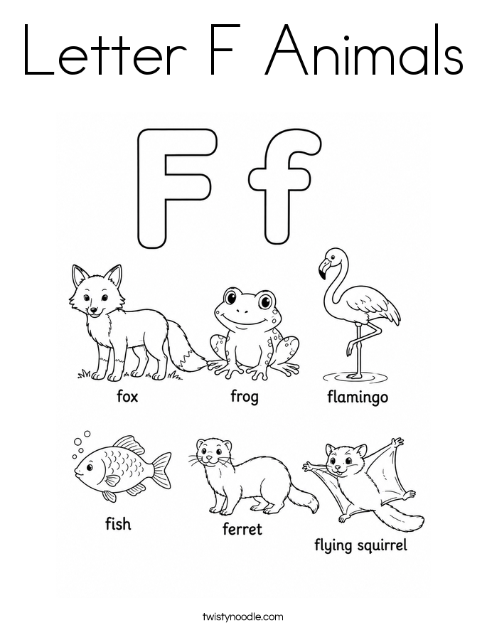 Letter F Animals Coloring Page