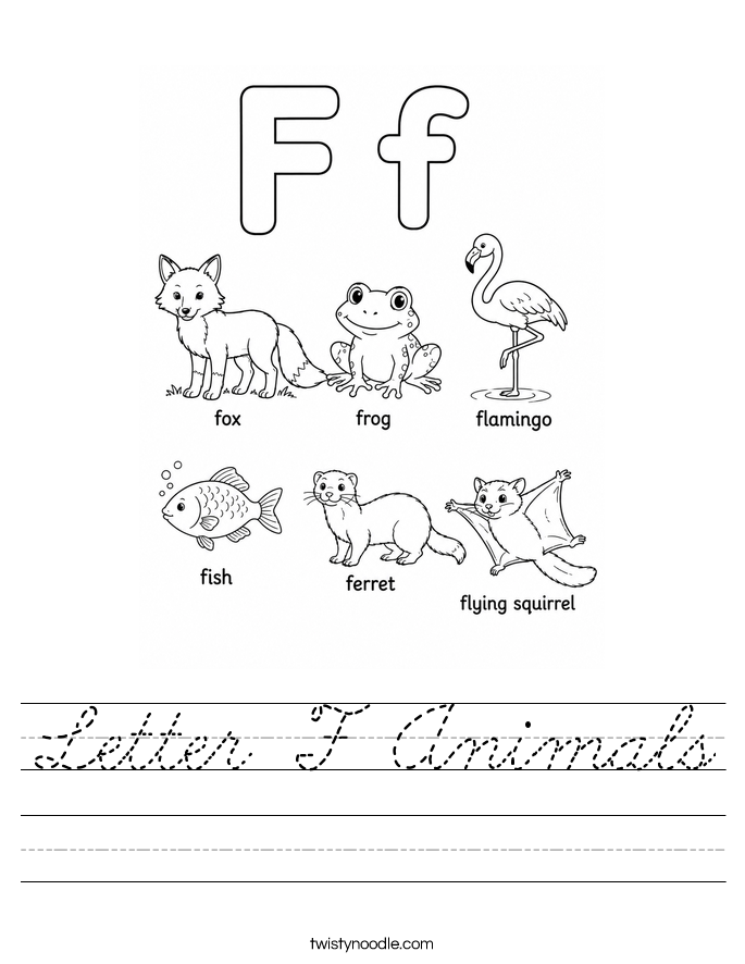 Letter F Animals Worksheet