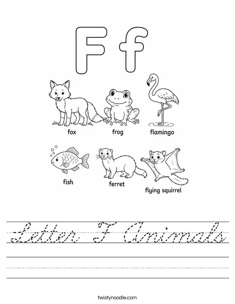 Letter F Animals Worksheet