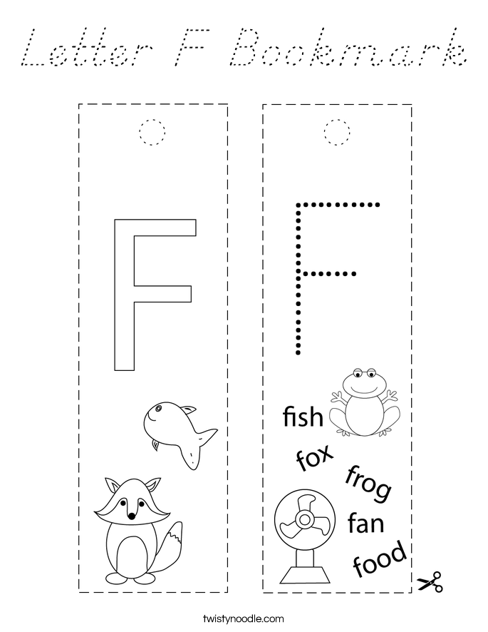 Letter F Bookmark Coloring Page