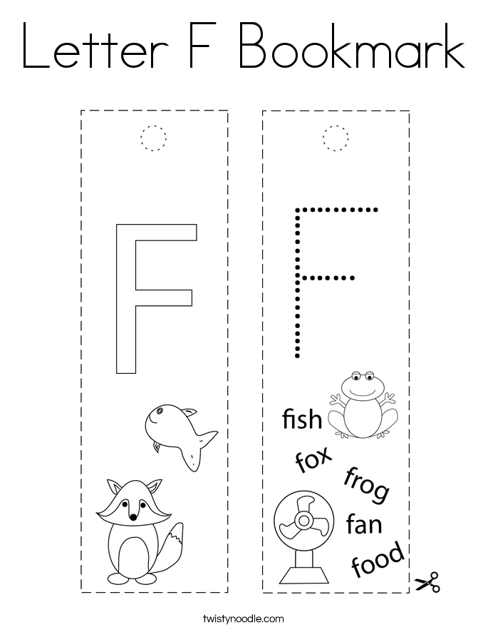 Letter F Bookmark Coloring Page