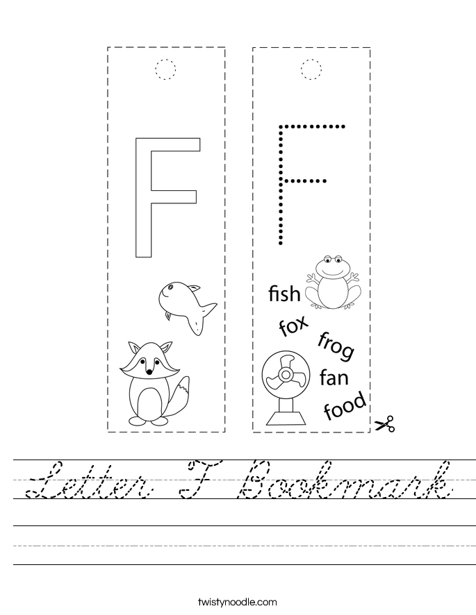 Letter F Bookmark Worksheet