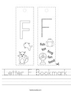 Letter F Bookmark Handwriting Sheet