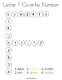 Letter F Color by Number Coloring Page