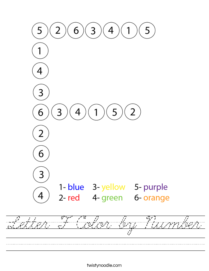 Letter F Color by Number Worksheet