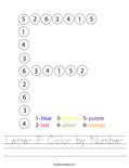 Letter F Color by Number Worksheet