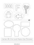 Letter F- Cut and Paste the Pictures Worksheet