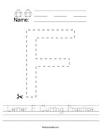 Letter F Cutting Practice Handwriting Sheet