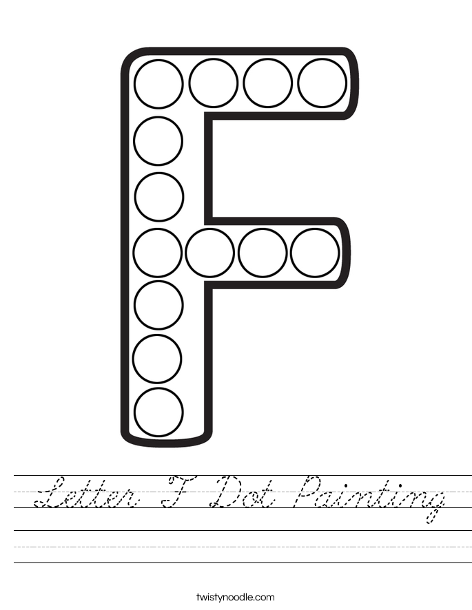 letter f dot painting worksheet cursive twisty noodle