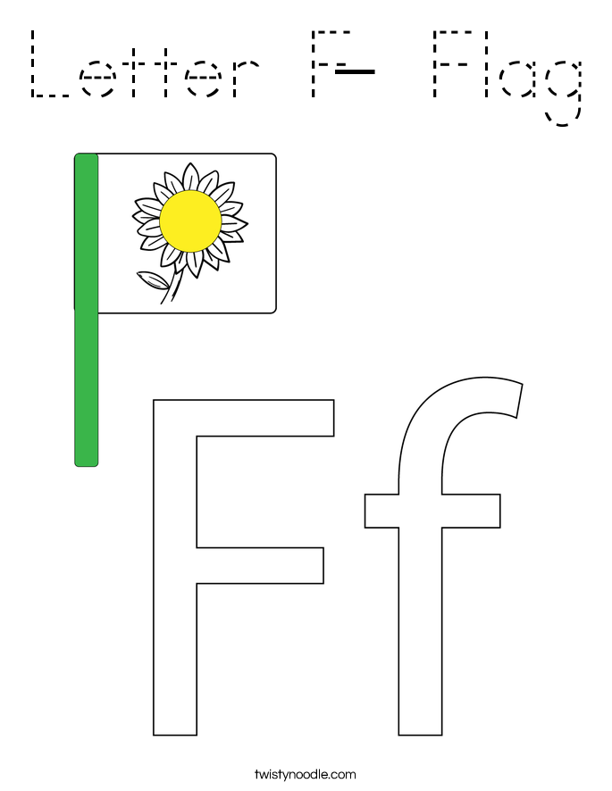 Letter F- Flag Coloring Page