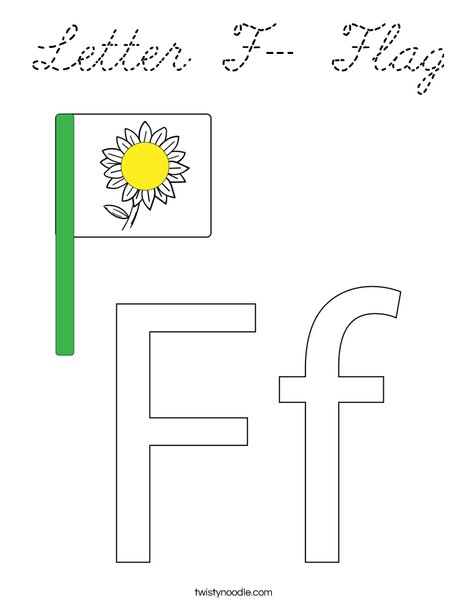 Letter F- Flag Coloring Page