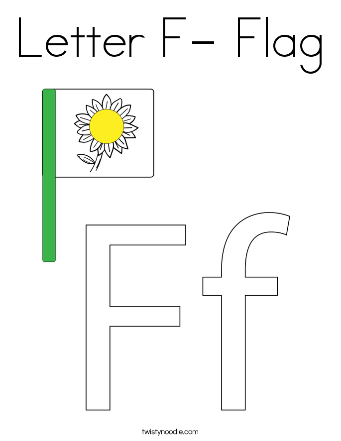 Letter F- Flag Coloring Page