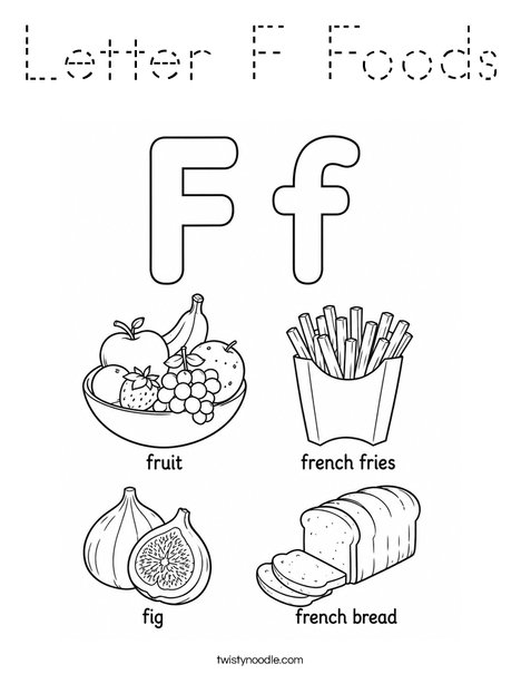 Letter F Foods Coloring Page