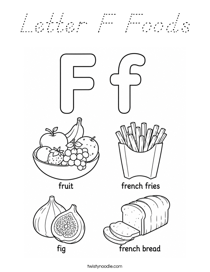 Letter F Foods Coloring Page