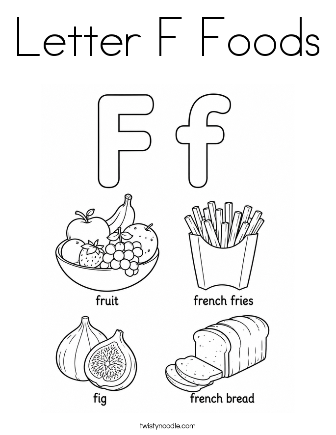 Letter F Foods Coloring Page