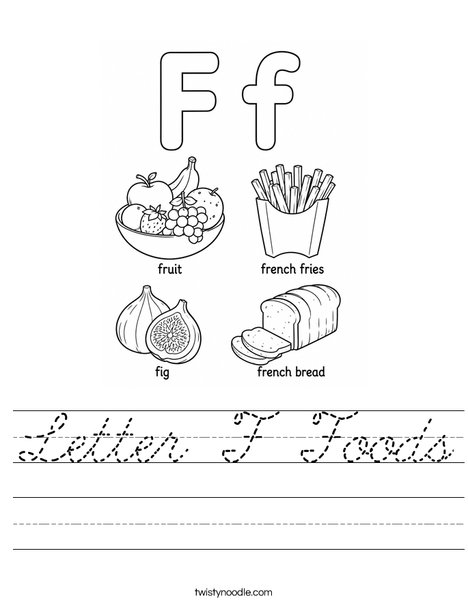 Letter F Foods Worksheet