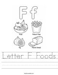 Letter F Foods Worksheet