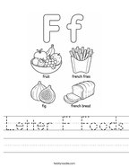 Letter F Foods Handwriting Sheet