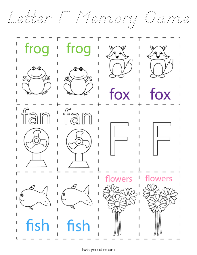 Letter F Memory Game Coloring Page