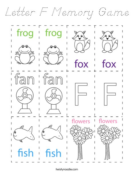 Letter F Memory Game Coloring Page