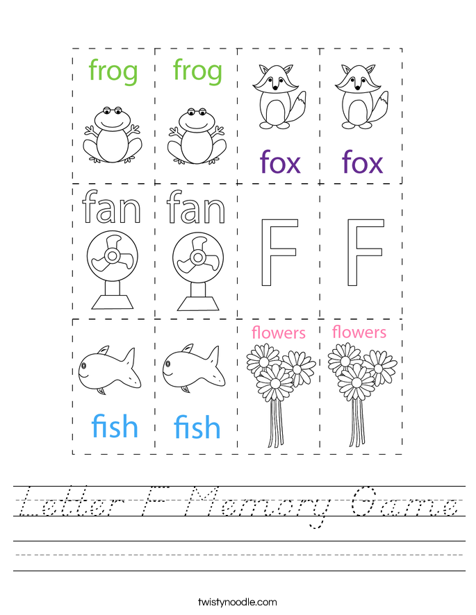 Letter F Memory Game Worksheet