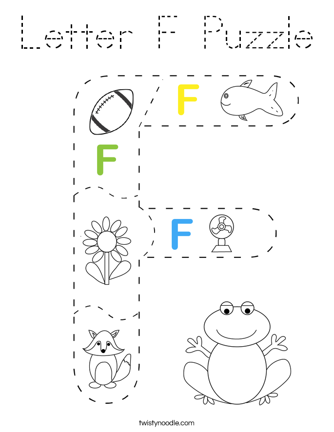 Letter F Puzzle Coloring Page