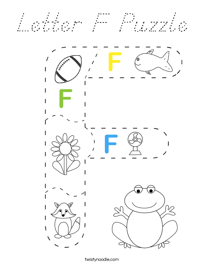Letter F Puzzle Coloring Page