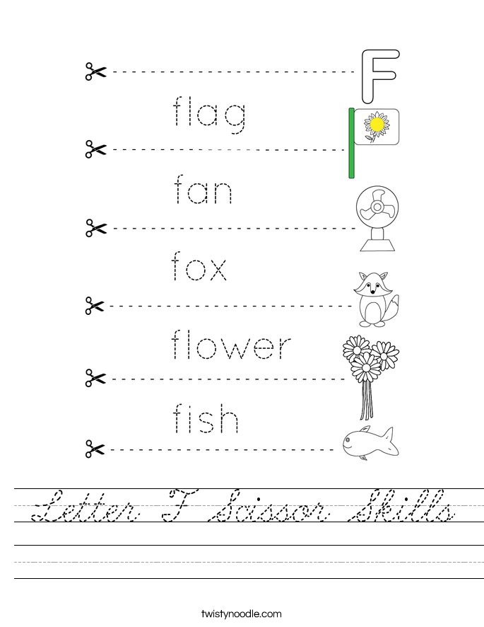 Letter F Scissor Skills Worksheet