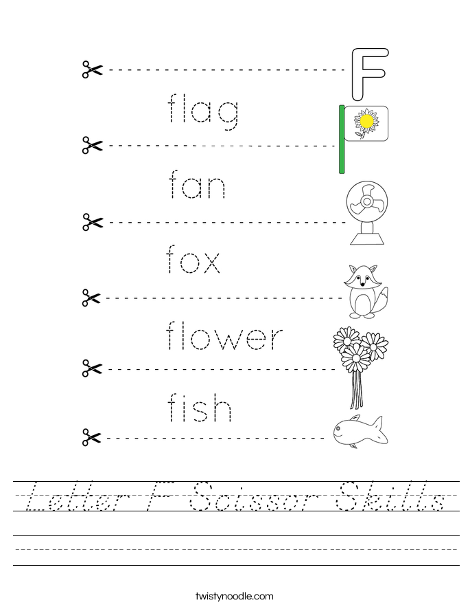 Letter F Scissor Skills Worksheet