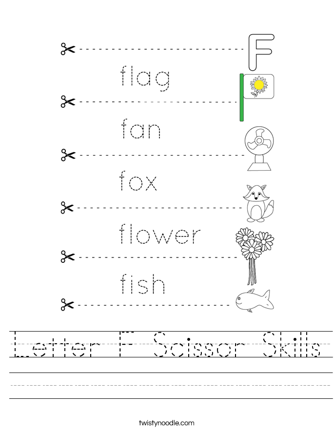 Letter F Scissor Skills Worksheet