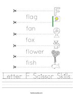 Letter F Scissor Skills Handwriting Sheet