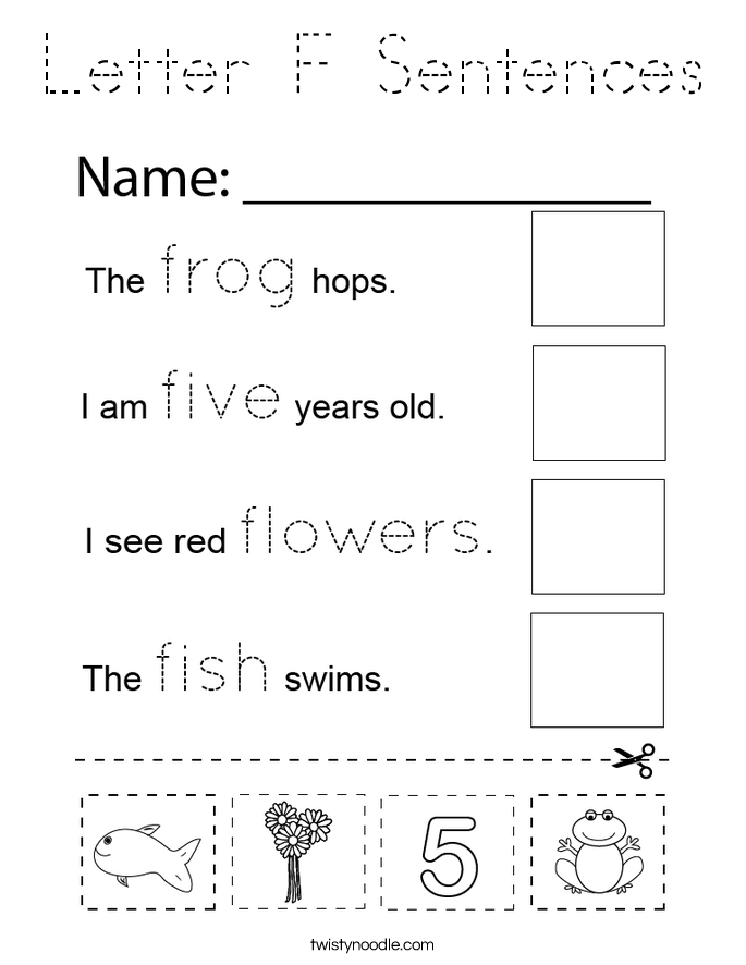 Letter F Sentences Coloring Page