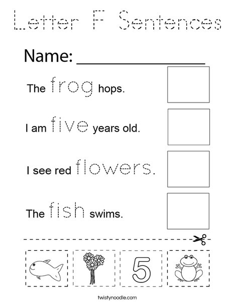 Letter F Sentences Coloring Page