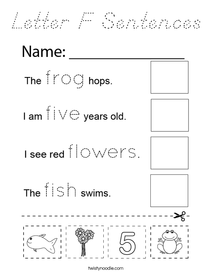 Letter F Sentences Coloring Page