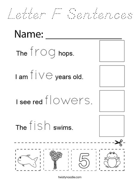 Letter F Sentences Coloring Page