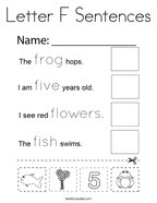 Letter F Sentences Coloring Page