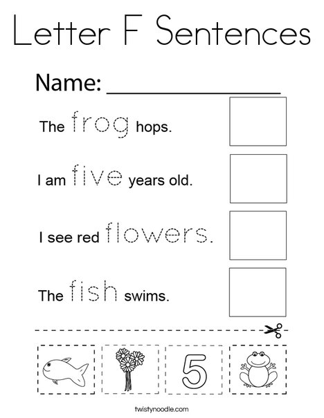 Letter F Sentences Coloring Page