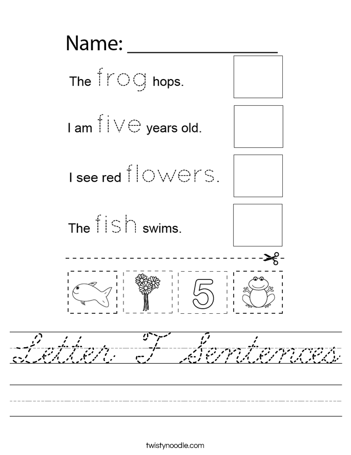 Letter F Sentences Worksheet